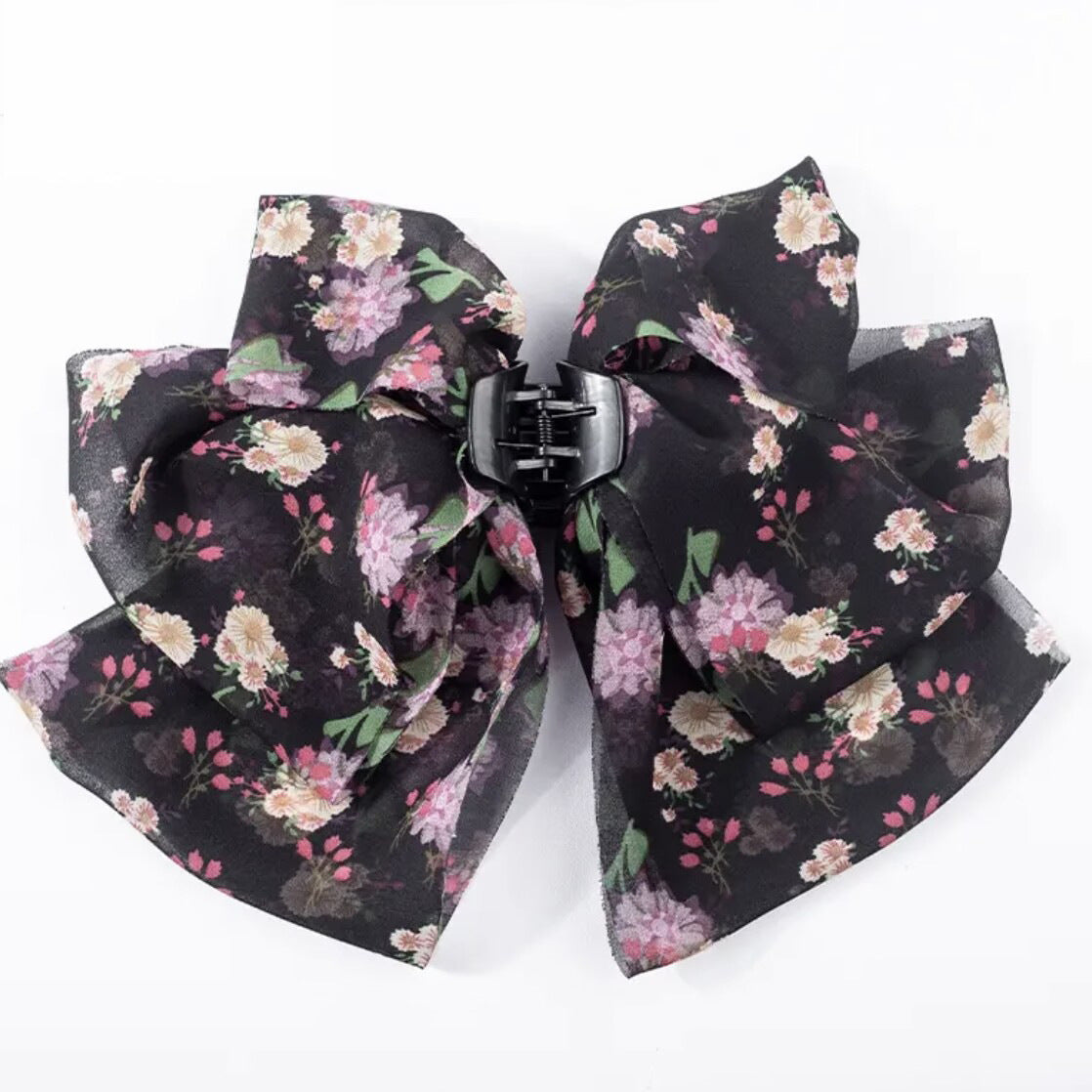 Wholesale Chiffon Fabric Romantic Floral Print Bow Gripper